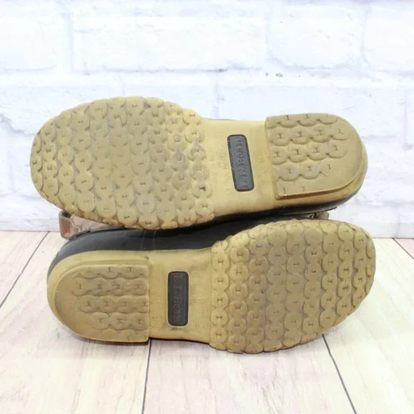 LL Bean Brown Leather Mid Calf Lace Up Unlined Hunting Duck Boots Size 6 M - Picture 7 of 8